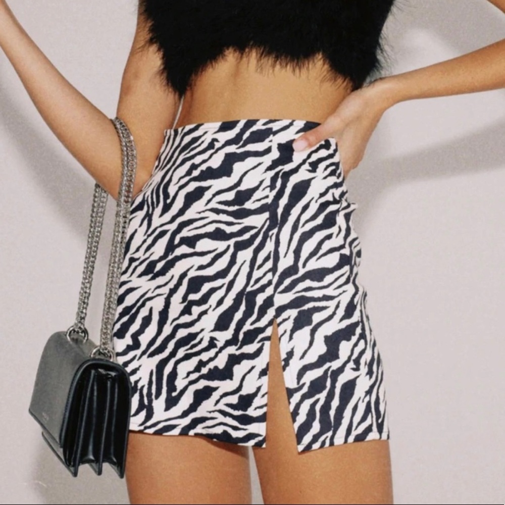 Motel Pelmet 90s Zebra Print Skirt